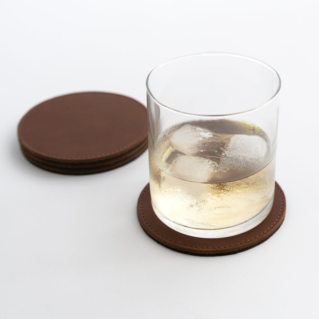 Gallantoro Leather Coasters in Timber Case