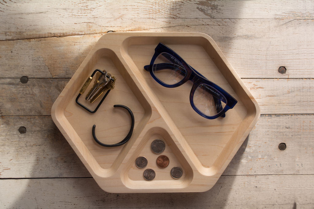 Solid Maple Hex Tray Birdseye