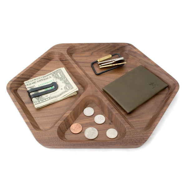 Solid Walnut Hex Tray Context