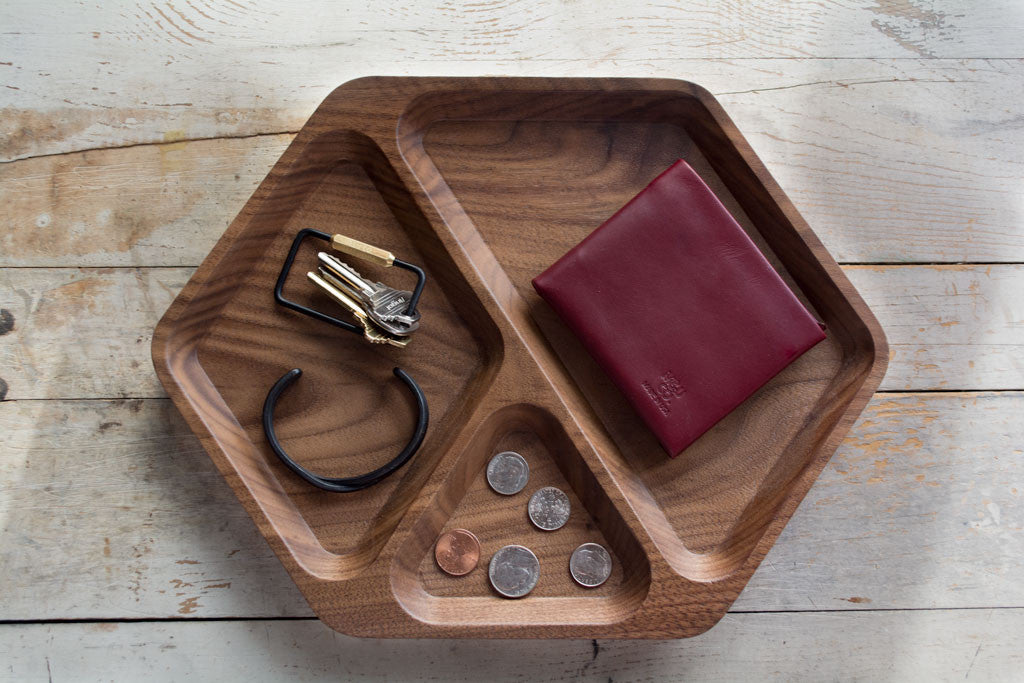 Solid Walnut Hex Tray Desktop