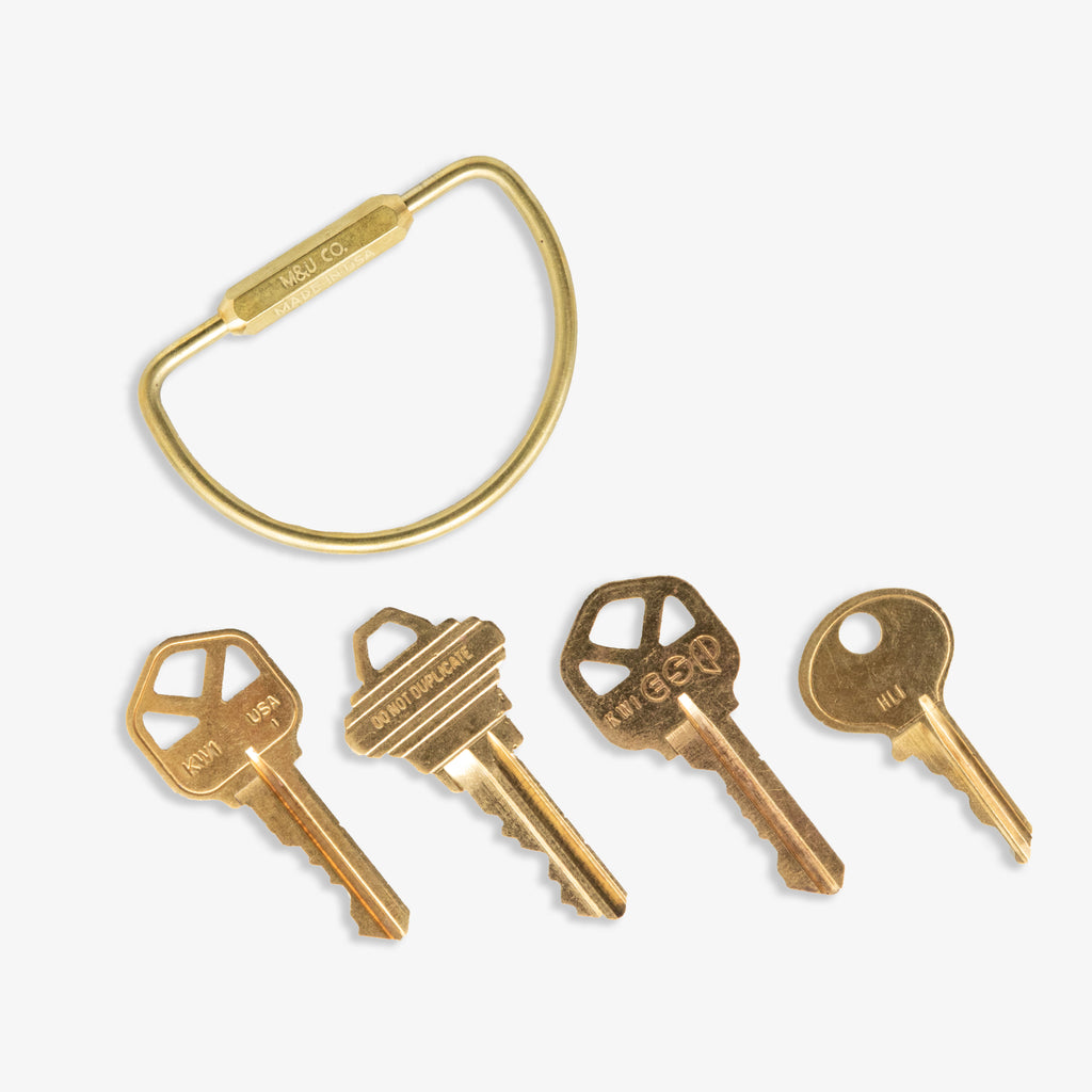 Stacked Interlochen Dimensional Brass Key Ring